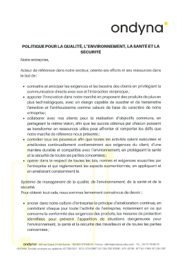 Politique pour la qualité l’environnement, la santé et la sécurité